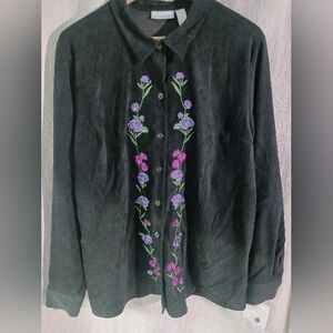 Cascade Blue western floral shacket top blouse womens size Large NEW